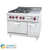Stainless Steel Gas Range With 4-Burner and Griddle and nether Oven