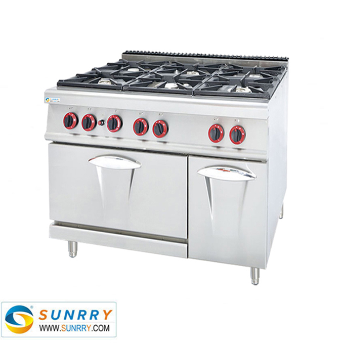 Stainless Steel Gas Range With 6-Burner and the oven below the burners