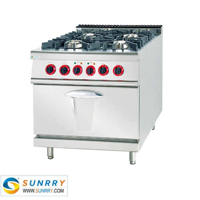 Stainless Steel Gas Stove With 4-Burner and Electric Oven