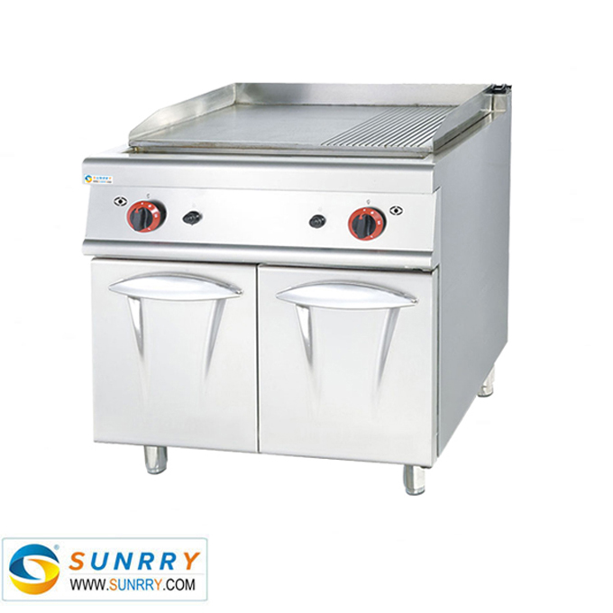 Stainless Steel Gas Griddle With Cabinet(1/3 Grooved)